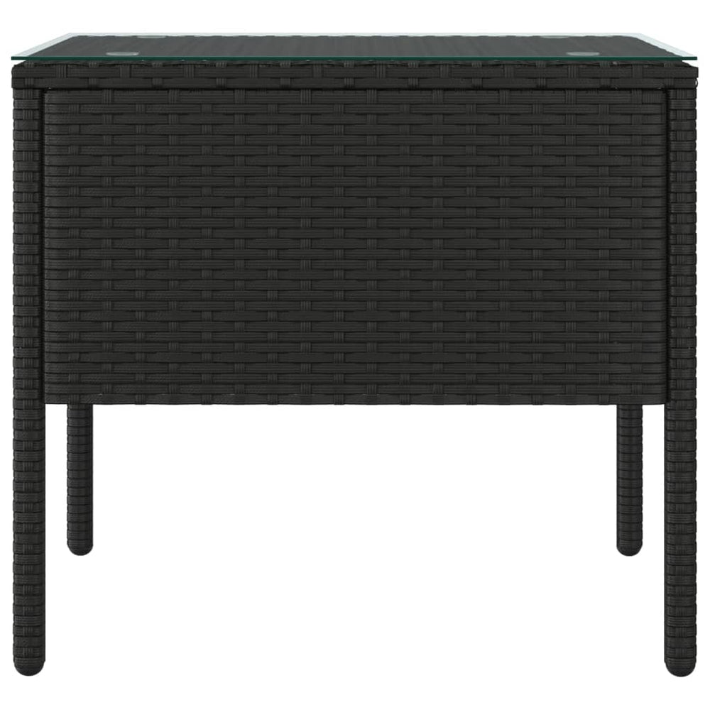 Bijzettafel 53x37x48 cm poly rattan en gehard glas zwart MeubelReus