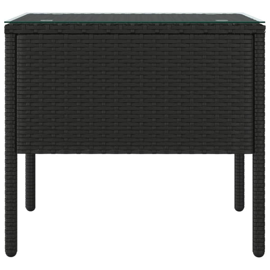 Bijzettafel 53x37x48 cm poly rattan en gehard glas zwart MeubelReus