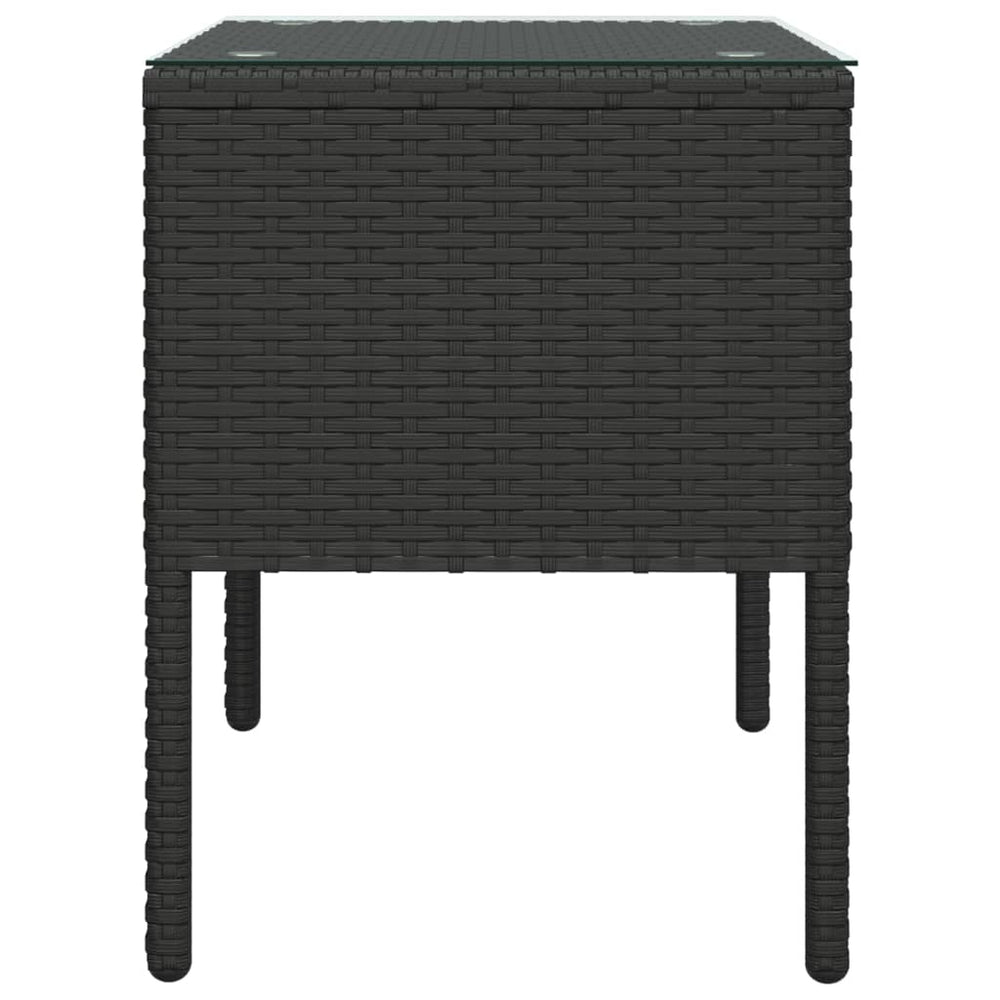 Bijzettafel 53x37x48 cm poly rattan en gehard glas zwart MeubelReus