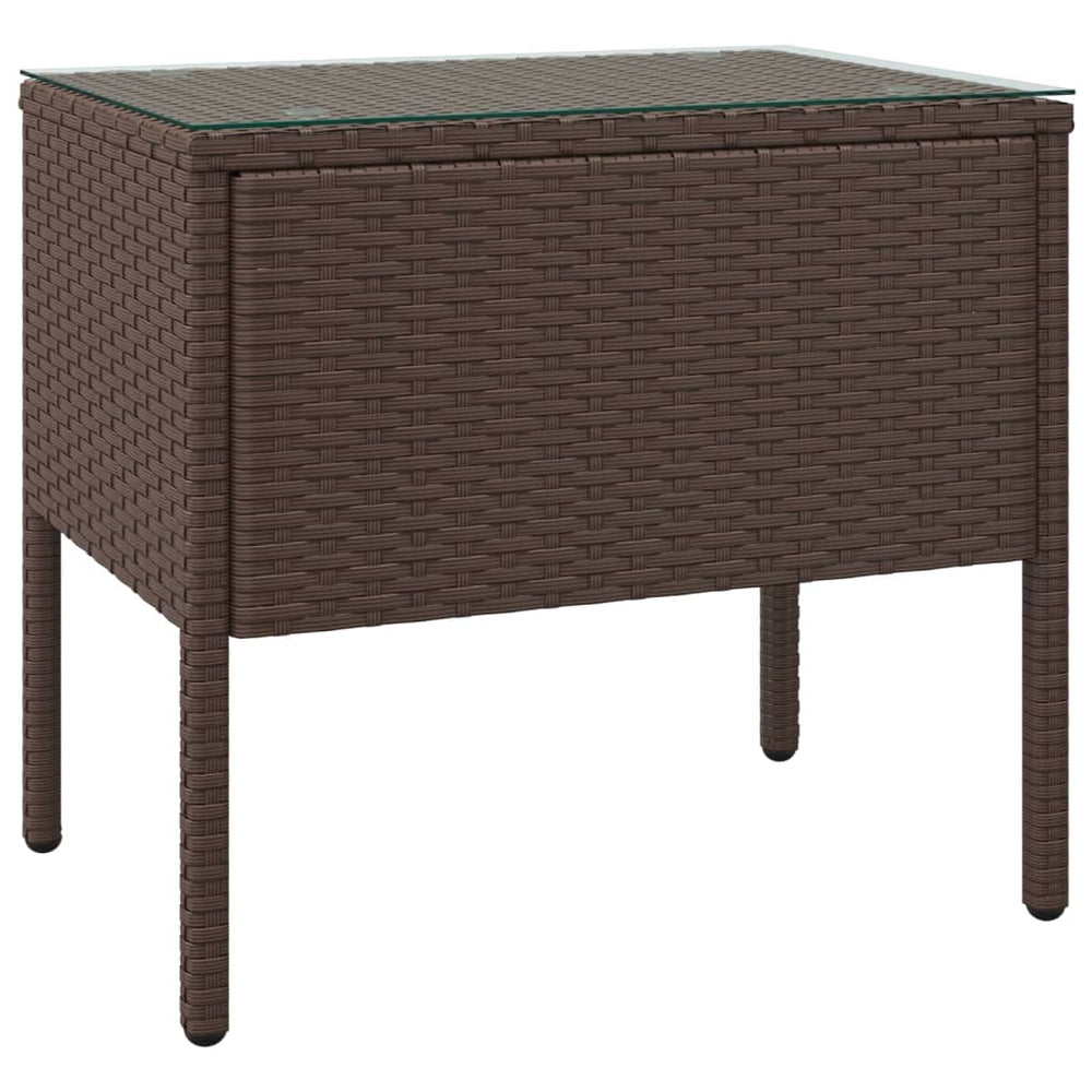 Bijzettafel 53x37x48 cm poly rattan en gehard glas bruin MeubelReus