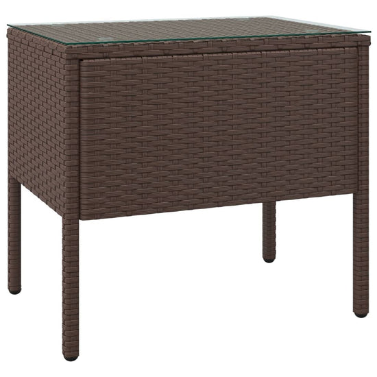 Bijzettafel 53x37x48 cm poly rattan en gehard glas bruin MeubelReus