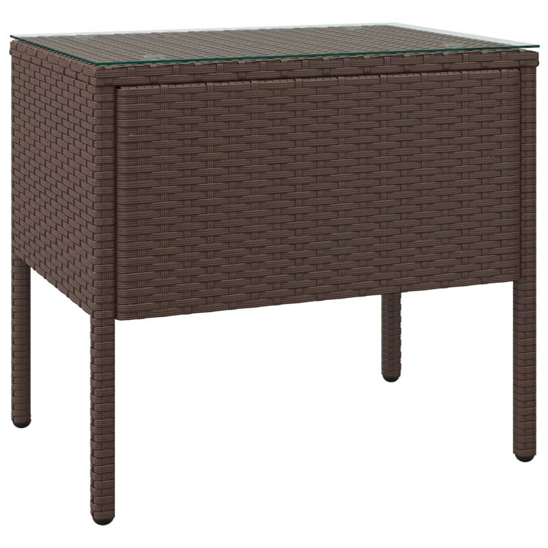 Bijzettafel 53x37x48 cm poly rattan en gehard glas bruin MeubelReus