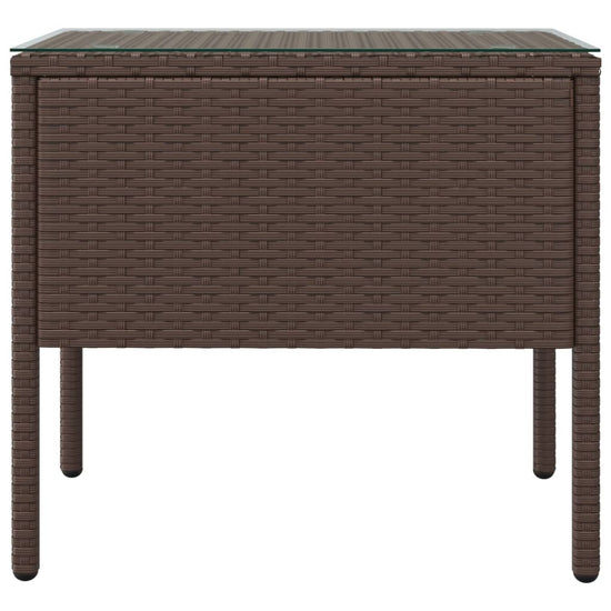 Bijzettafel 53x37x48 cm poly rattan en gehard glas bruin MeubelReus
