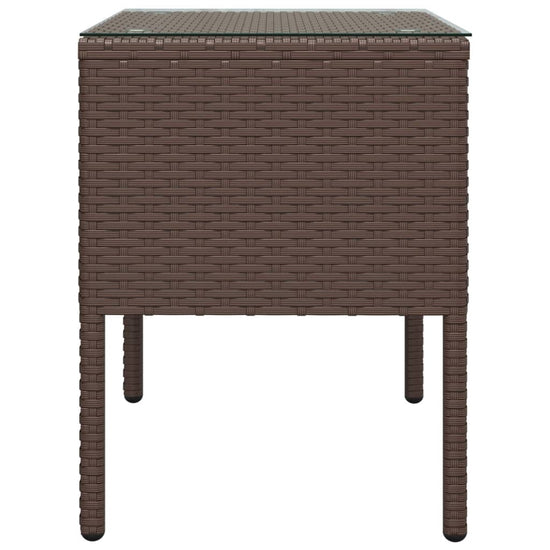 Bijzettafel 53x37x48 cm poly rattan en gehard glas bruin MeubelReus