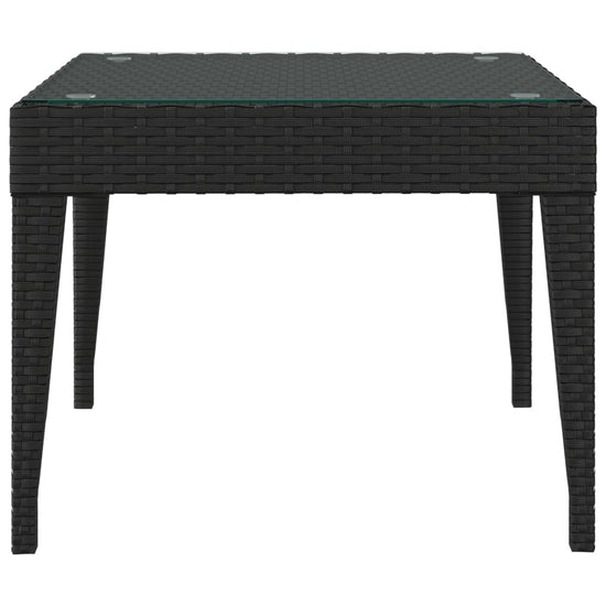 Bijzettafel 50x50x38 cm poly rattan en gehard glas zwart MeubelReus