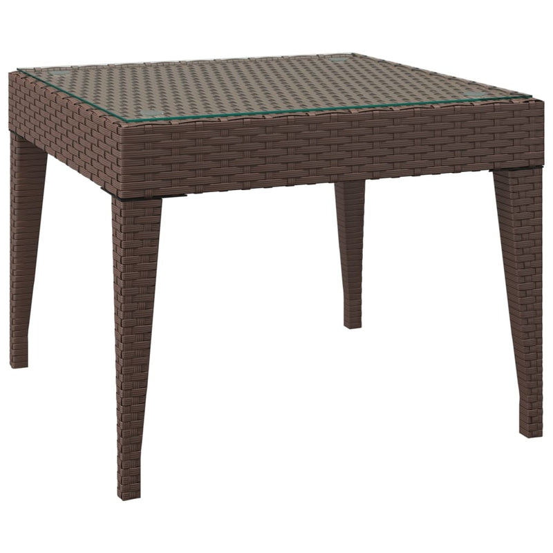 Bijzettafel 50x50x38 cm poly rattan en gehard glas bruin MeubelReus