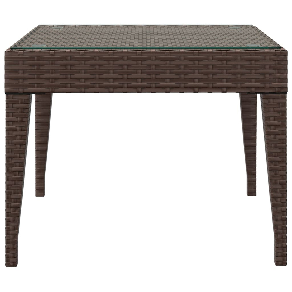 Bijzettafel 50x50x38 cm poly rattan en gehard glas bruin MeubelReus