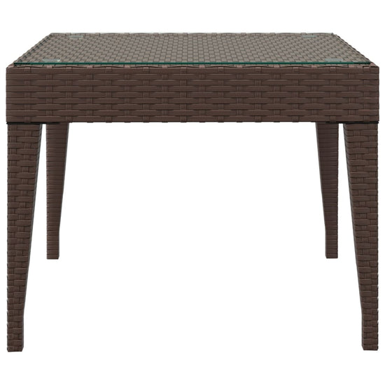 Bijzettafel 50x50x38 cm poly rattan en gehard glas bruin MeubelReus