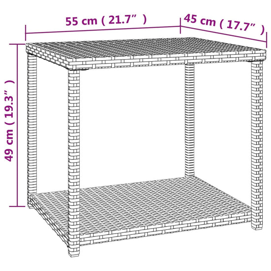 Bijzettafel 55x45x49 cm poly rattan zwart MeubelReus