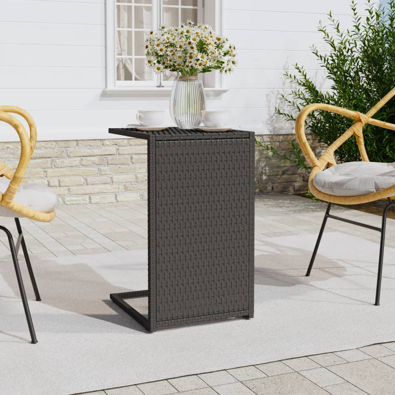 Bijzettafel C-vormig 40x35x60 cm poly rattan zwart MeubelReus