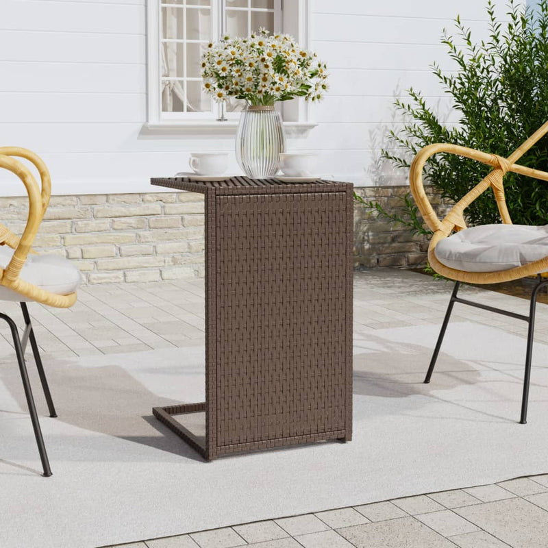 Bijzettafel C-vormig 40x35x60 cm poly rattan bruin MeubelReus