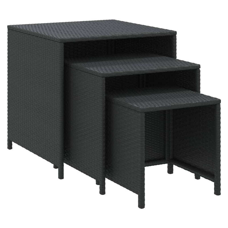 Tafeltjesset 3 st poly rattan zwart MeubelReus