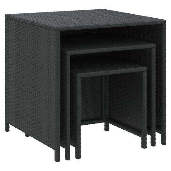 Tafeltjesset 3 st poly rattan zwart MeubelReus