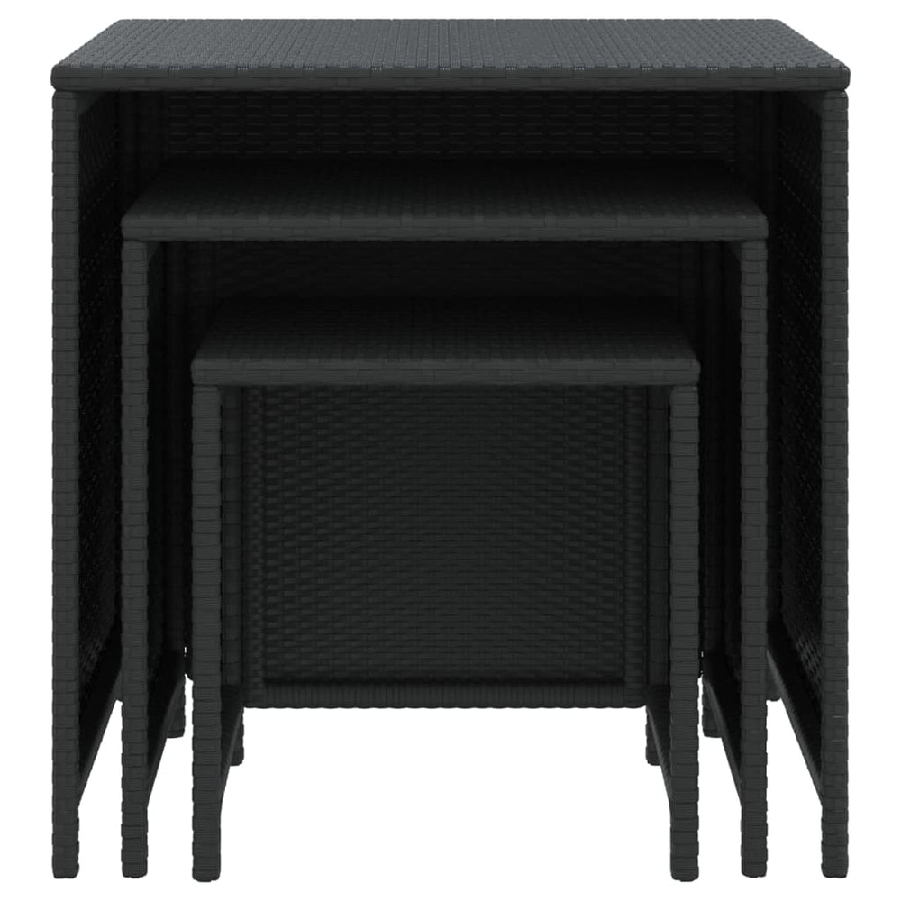Tafeltjesset 3 st poly rattan zwart MeubelReus