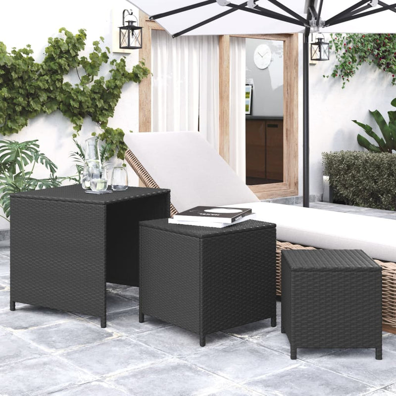 Tafeltjesset 3 st poly rattan zwart MeubelReus