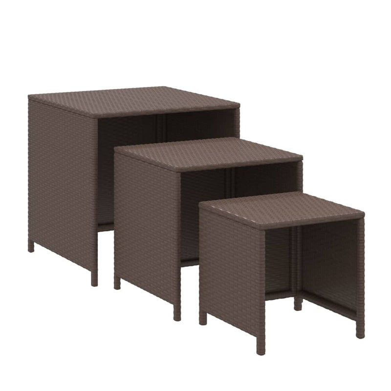 Tafeltjesset 3 st poly rattan bruin MeubelReus