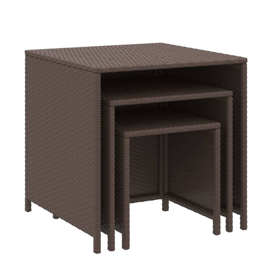 Tafeltjesset 3 st poly rattan bruin MeubelReus