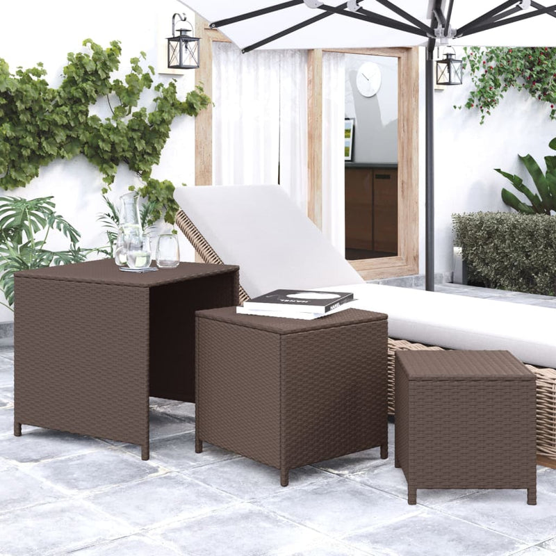 Tafeltjesset 3 st poly rattan bruin MeubelReus