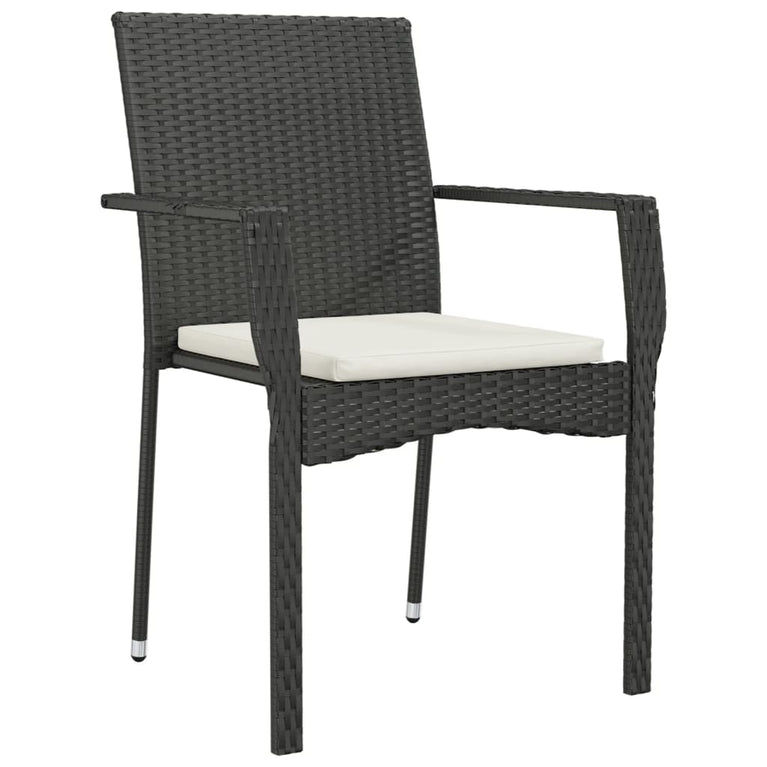Tuinstoelen 2 st met kussens poly rattan zwart MeubelReus