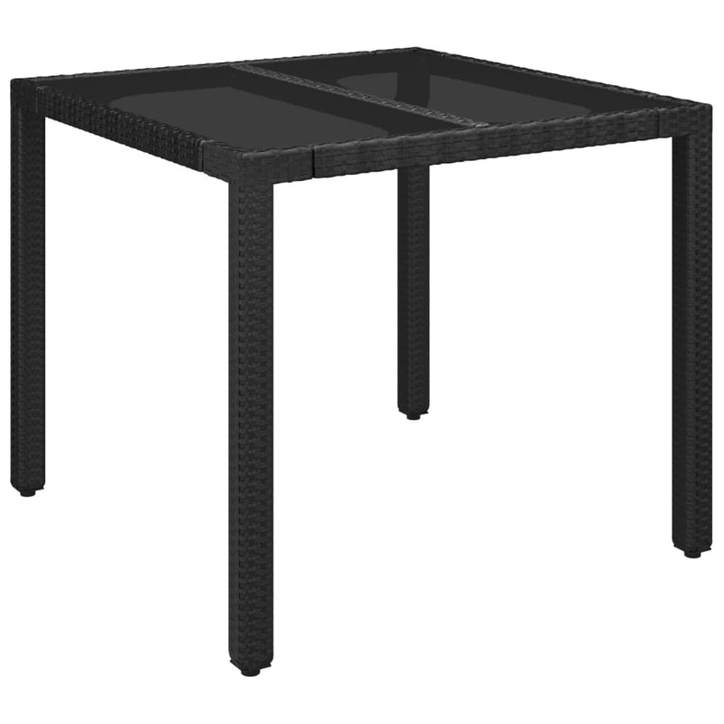 Tuintafel met glazen blad 90x90x75 cm poly rattan MeubelReus