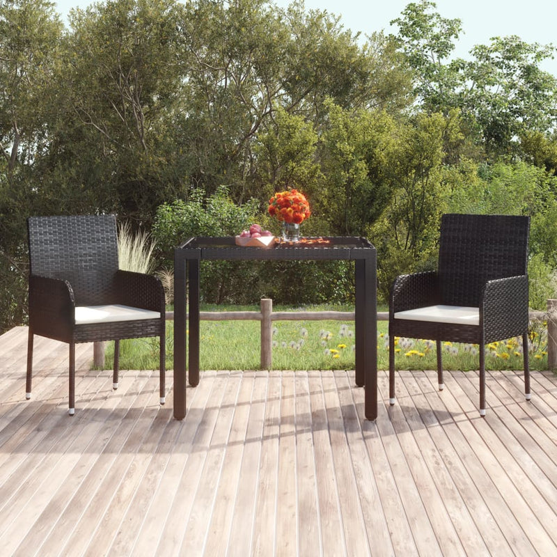 Tuintafel met glazen blad 90x90x75 cm poly rattan MeubelReus