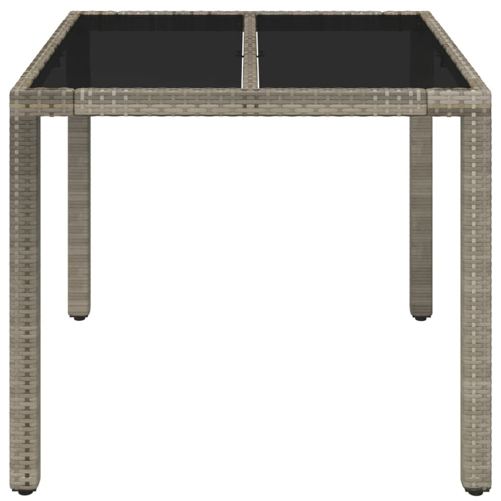 Tuintafel met glazen blad 90x90x75 cm poly rattan grijs MeubelReus
