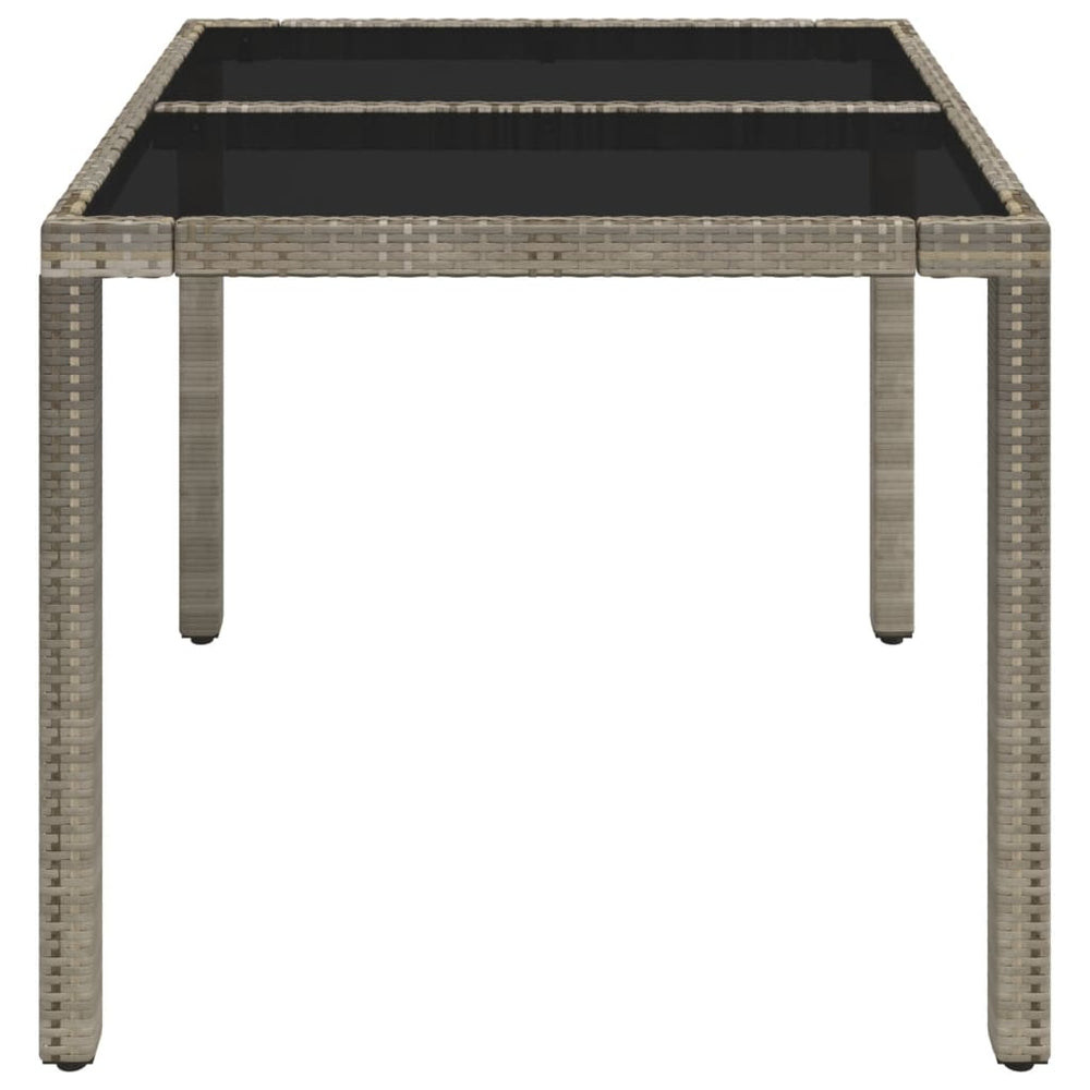 Tuintafel met glazen blad 90x90x75 cm poly rattan grijs MeubelReus