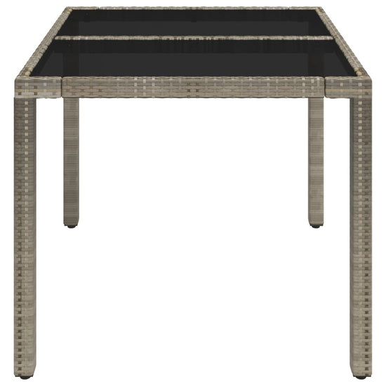 Tuintafel met glazen blad 90x90x75 cm poly rattan grijs MeubelReus