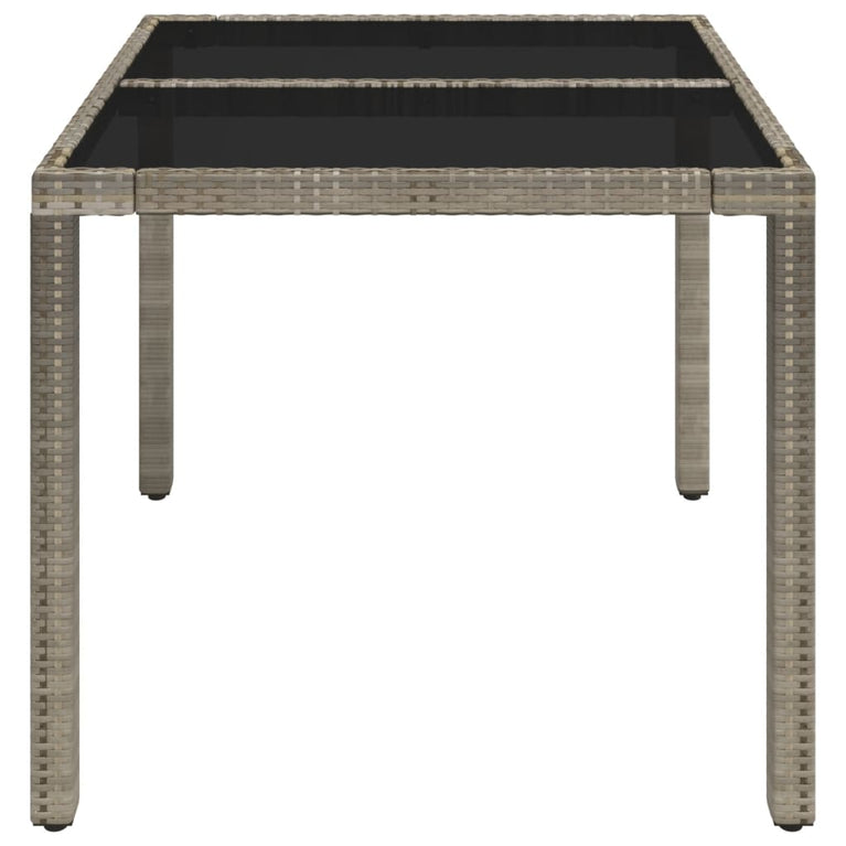 Tuintafel met glazen blad 90x90x75 cm poly rattan grijs MeubelReus