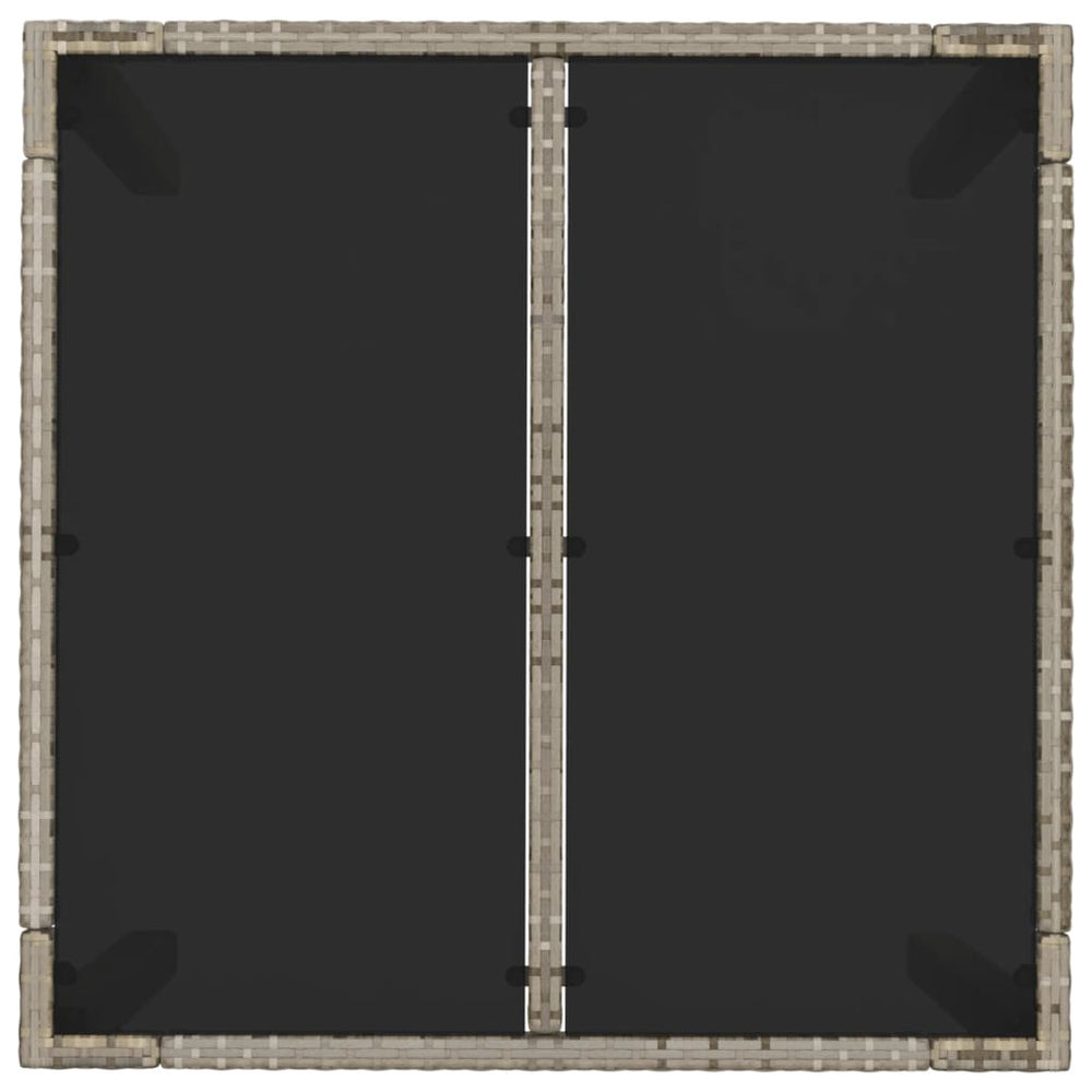 Tuintafel met glazen blad 90x90x75 cm poly rattan grijs MeubelReus