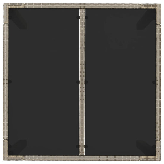 Tuintafel met glazen blad 90x90x75 cm poly rattan grijs MeubelReus