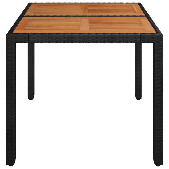 Tuintafel met houten blad 90x90x75 cm poly rattan zwart MeubelReus