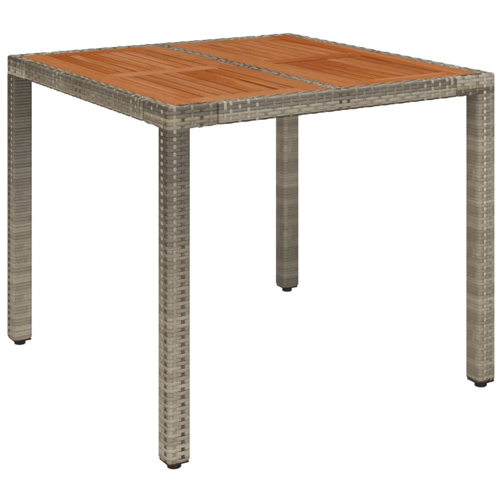 Tuintafel met houten blad 90x90x75 cm poly rattan grijs MeubelReus