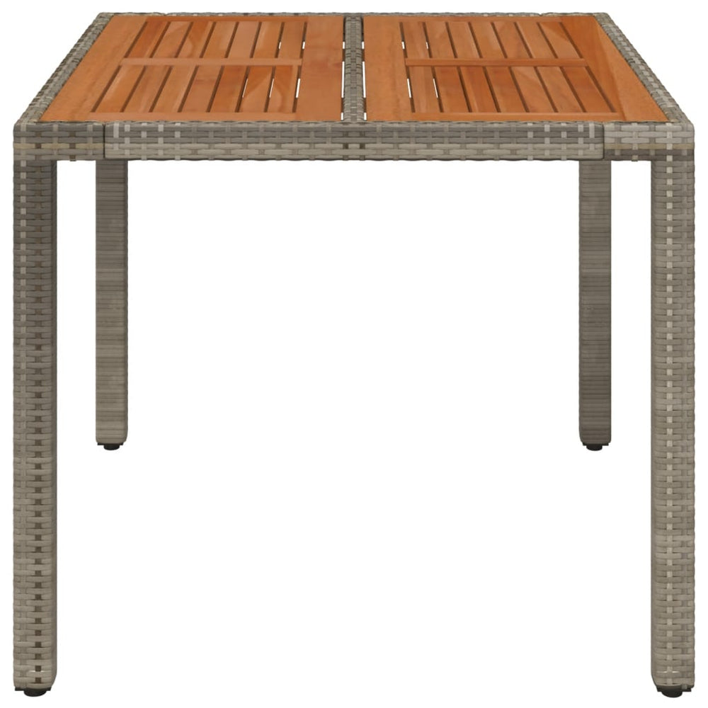 Tuintafel met houten blad 90x90x75 cm poly rattan grijs MeubelReus