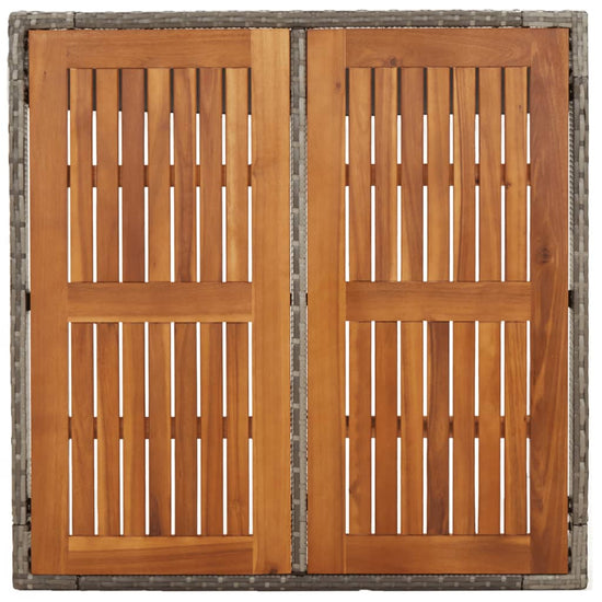 Tuintafel met houten blad 90x90x75 cm poly rattan grijs MeubelReus