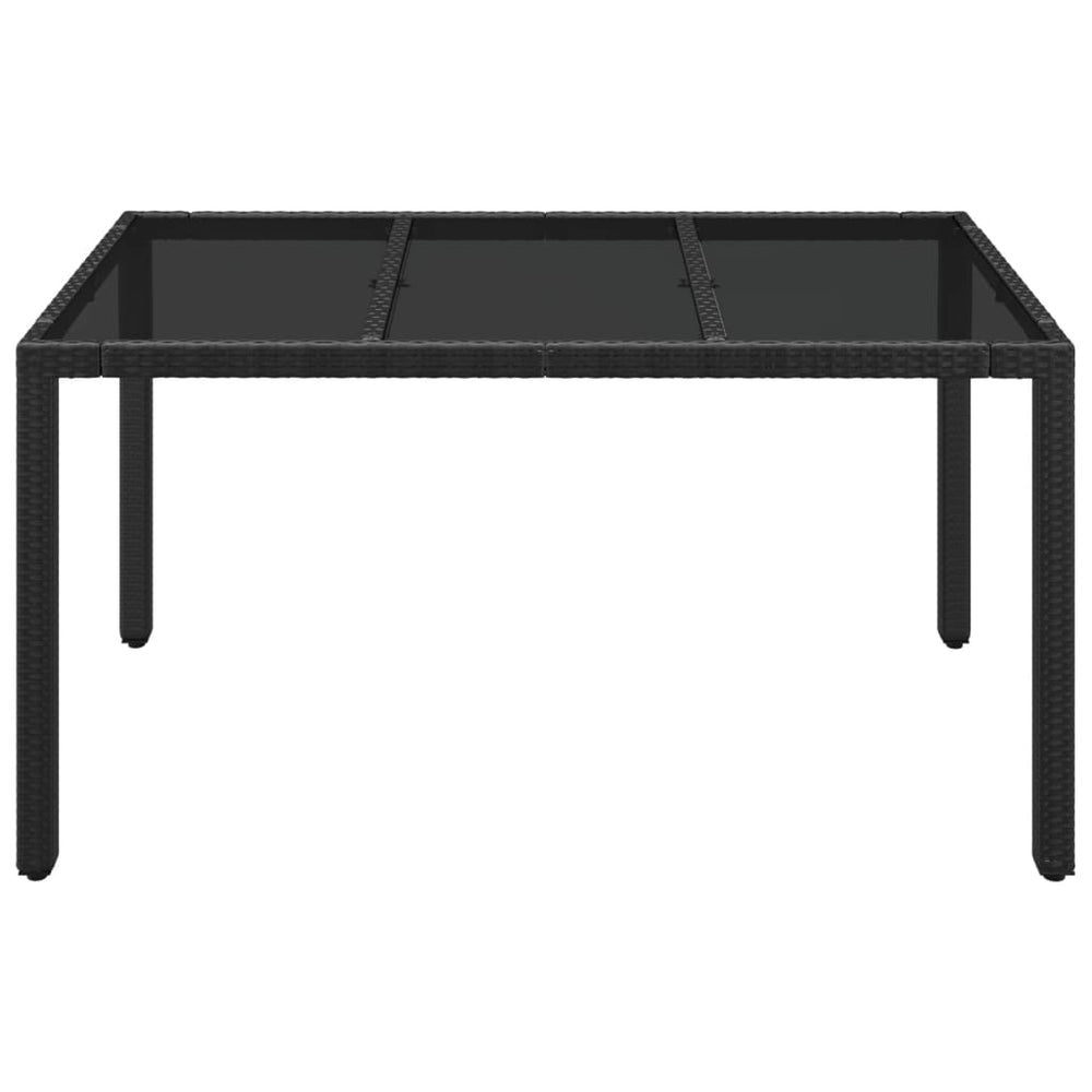 Tuintafel met glazen blad 150x90x75 cm poly rattan zwart MeubelReus