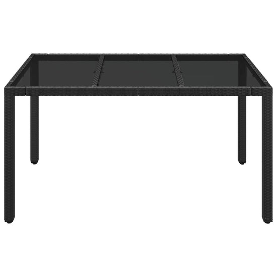 Tuintafel met glazen blad 150x90x75 cm poly rattan zwart MeubelReus