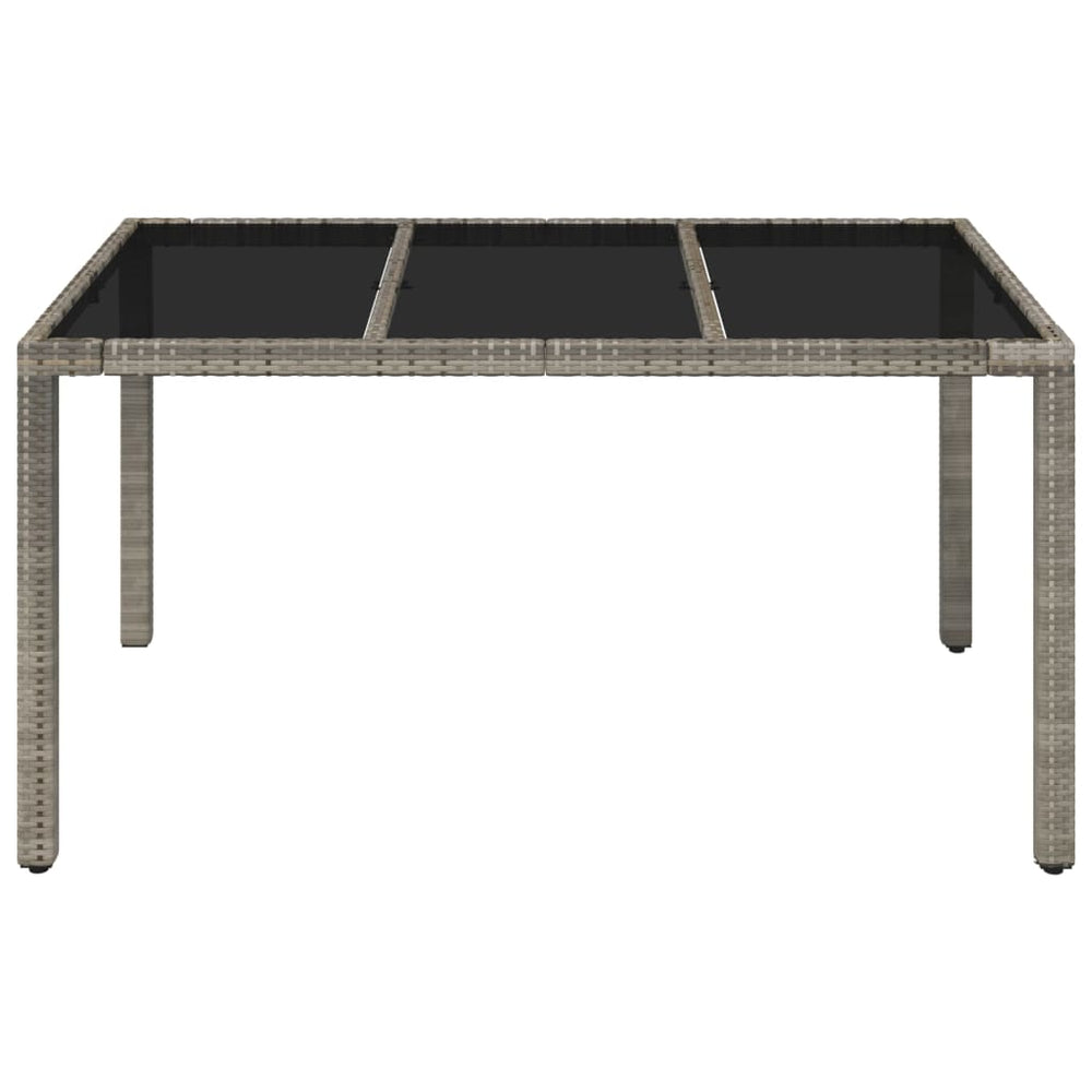 Tuintafel met glazen blad 150x90x75 cm poly rattan grijs MeubelReus