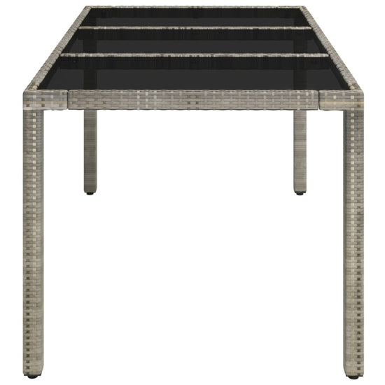 Tuintafel met glazen blad 150x90x75 cm poly rattan grijs MeubelReus