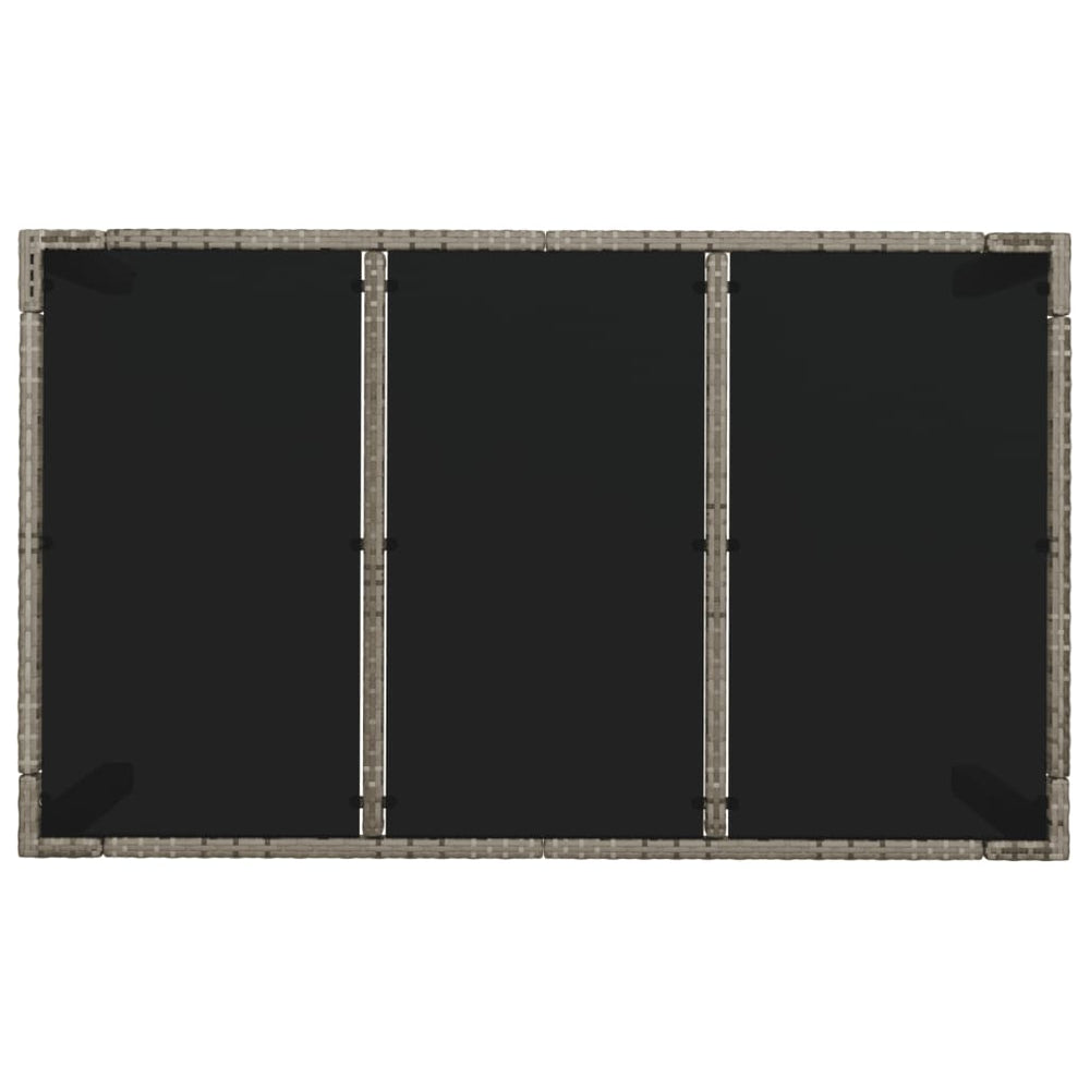 Tuintafel met glazen blad 150x90x75 cm poly rattan grijs MeubelReus