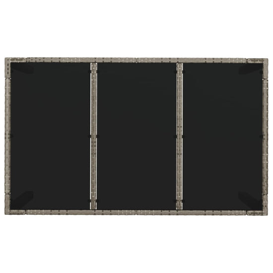 Tuintafel met glazen blad 150x90x75 cm poly rattan grijs MeubelReus