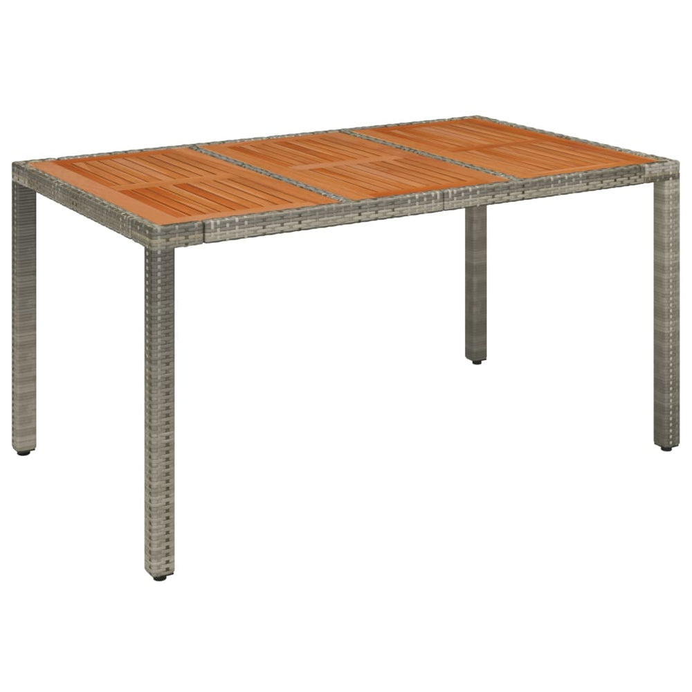Tuintafel met houten blad 150x90x75 cm poly rattan grijs MeubelReus