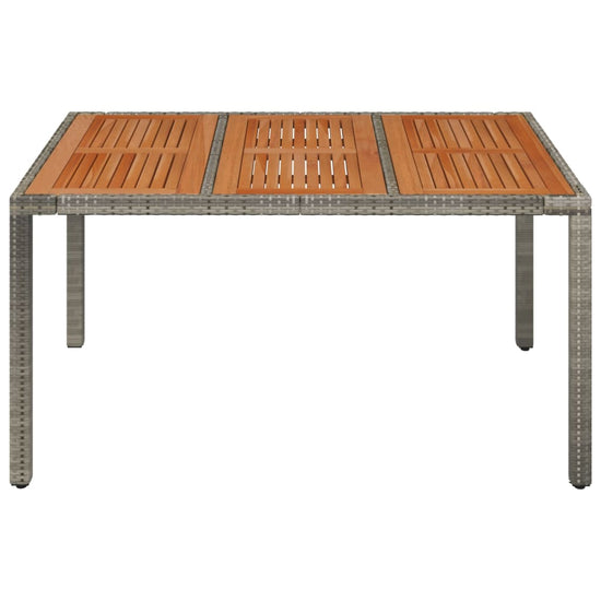 Tuintafel met houten blad 150x90x75 cm poly rattan grijs MeubelReus