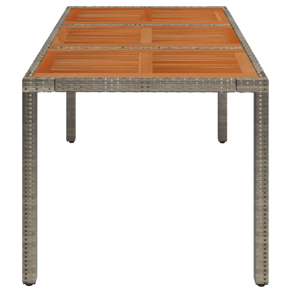 Tuintafel met houten blad 150x90x75 cm poly rattan grijs MeubelReus