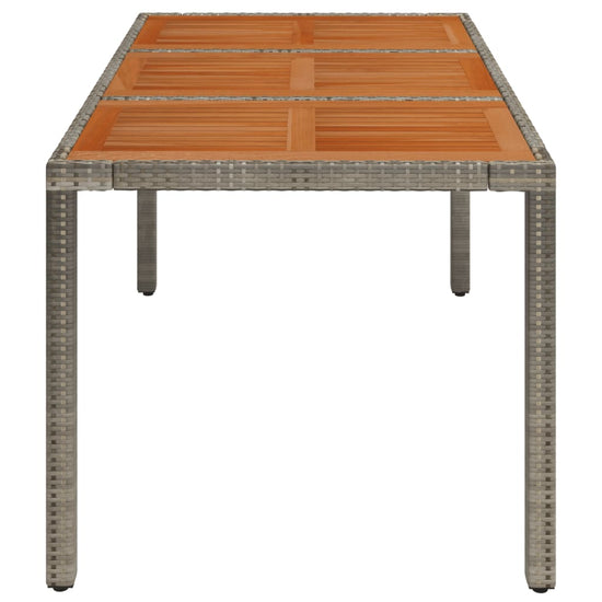 Tuintafel met houten blad 150x90x75 cm poly rattan grijs MeubelReus