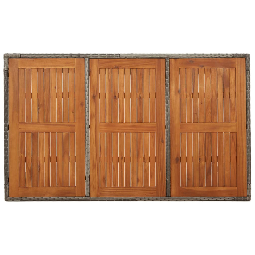 Tuintafel met houten blad 150x90x75 cm poly rattan grijs MeubelReus