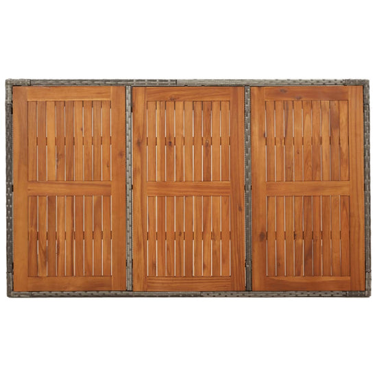 Tuintafel met houten blad 150x90x75 cm poly rattan grijs MeubelReus