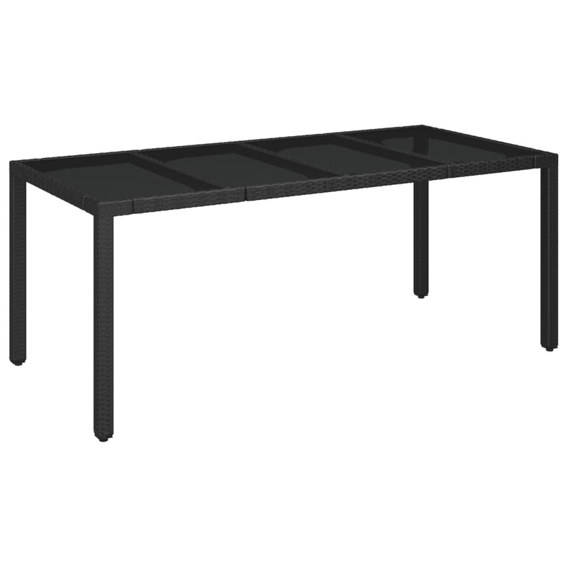 Tuintafel met glazen blad 190x90x75 cm poly rattan zwart MeubelReus