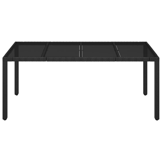 Tuintafel met glazen blad 190x90x75 cm poly rattan zwart MeubelReus