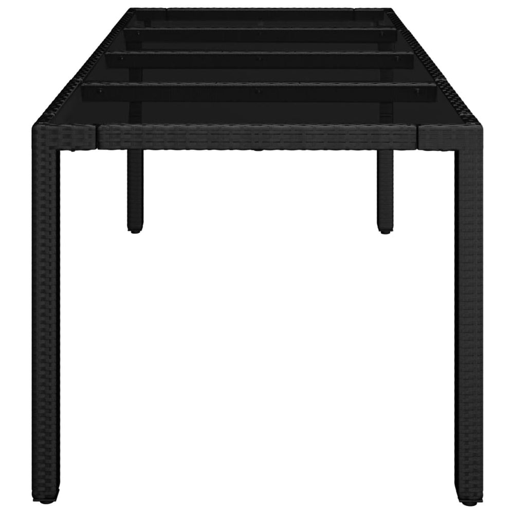 Tuintafel met glazen blad 190x90x75 cm poly rattan zwart MeubelReus